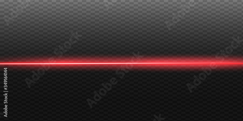 Abstract red laser beam. Transparent isolated on black background. Vector illustration.the lighting effect.floodlight directional