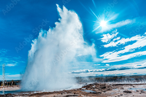 Geysir Strokkur of the golden circle of south of Iceland