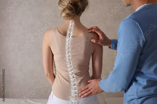 Scoliosis Spine Curve Anatomy, Posture Correction. Chiropractic treatment, Back pain relief.