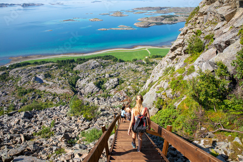 Hike up the Vega stairs on Vega Island in Nordland county - Ravnfloget