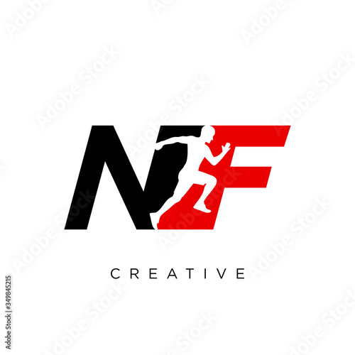 nf run logo design vector icon symbol