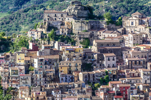 Aerial view of Castiglione di Sicilia town on Sicily Island, Italy