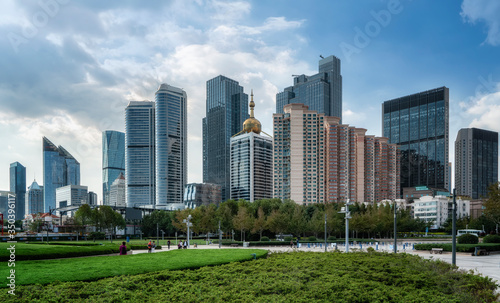 Modern urban landscape skyline of Qingdao, China..