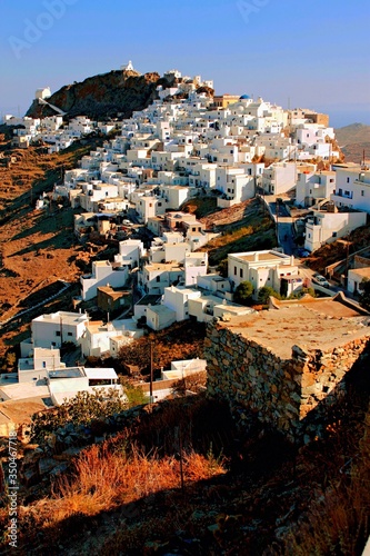 Greece, Serifos island, view of the town of Chora.