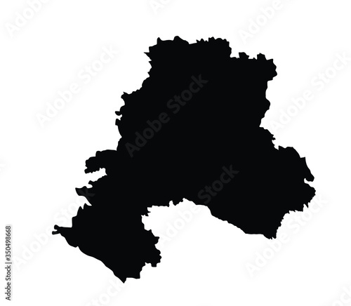 Southern Federal District map Russia, vector silhouette illustration isolated on white. Republic of Adygea, Astrakhan oblast, Volgograd oblast, Kalmykia, Krasnodar krai, Crimea, Rostov, Sevastopol.