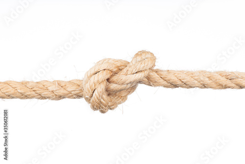 Rope knot isolated on white background solve problem trust concept object design