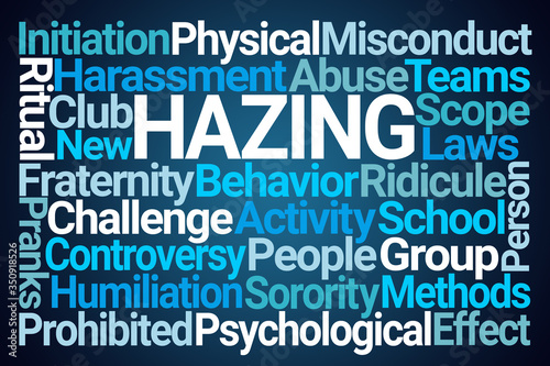 Hazing Word Cloud on Blue Background