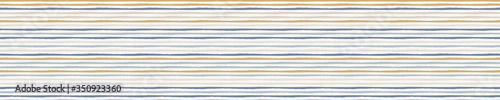  Seamless french farmhouse stripe pattern. Provence blue linen shabby chic style. Hand drawn texture. Yellow blue background. Doodle line wallpaper home decor swatch. Modern textile all over print