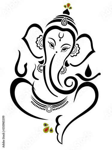 Vector illustration of Beautiful God Ganesha. Lambodar