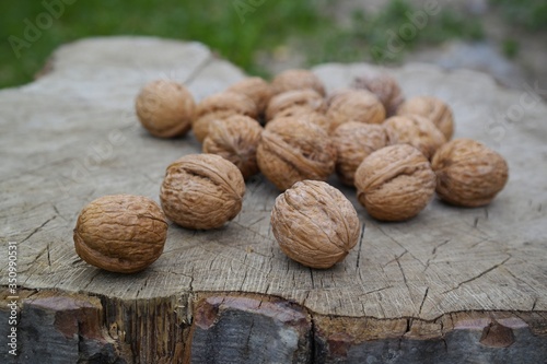 walnuts on wooden background