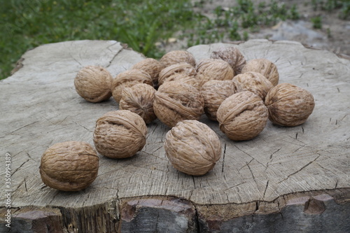 walnuts on wooden background