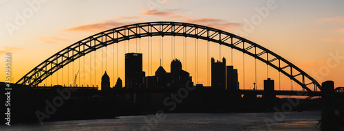 Silhouette of West End Bridge over Pittsburgh 