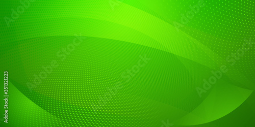 Abstract background made of halftone dots and curved lines in green colors