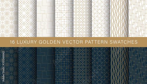 Luxury geometric golden vector pattern swatches