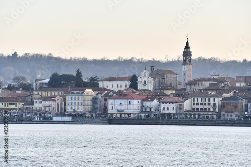 view of the city oleggio angera bergamo north italy