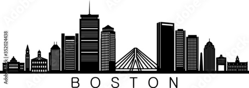 BOSTON City Massachusetts Skyline Silhouette Cityscape Vector