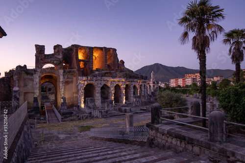 Sunset at the Roman amphitheater in the city of Santa Maria Capua Vetere in Italy, May 24th 2020
