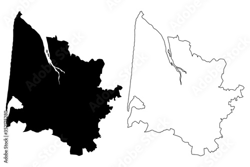 Gironde Department (France, French Republic, Nouvelle-Aquitaine region) map vector illustration, scribble sketch Gironda map
