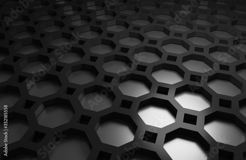 Abstract octagon pattern 3d render wallpaper background