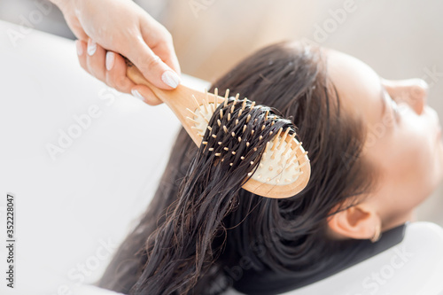 Professional hair structure care in comb beauty spa for women