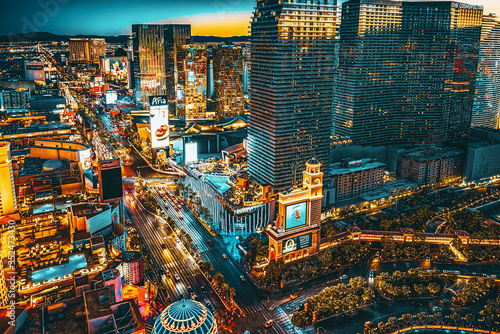 Main street of Las Vegas-is the Strip in evening time.