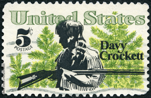 USA - 1967: shows David Davy Crockett (1786-1836), Scrub Pines, American Folklore Issue, 1967