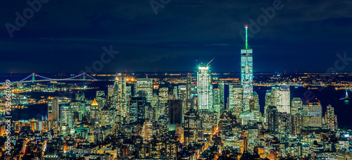 Night skyline of New York City. Urban Concept