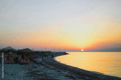 Cloudy sunset over the sea at Therma beach – Samothraki island, Greece, Aegean sea