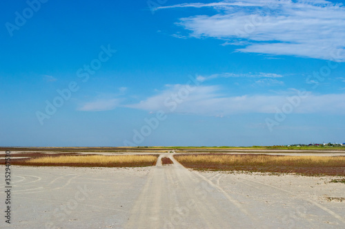 road on the dried estuary