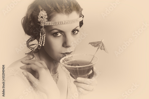 1920s vintage woman in sepia
