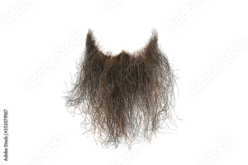 Disheveled brown beard isolated on white, close-up. Mens fashion