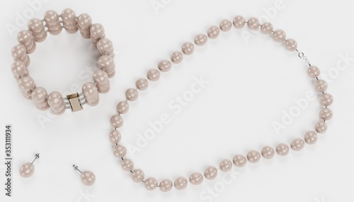 Realistic 3D Render of Pearl Jewelry