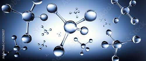 Stylized Methane Molecules floating with dark Background