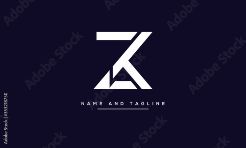 Alphabet letters monogram icon logo KZ or ZK
