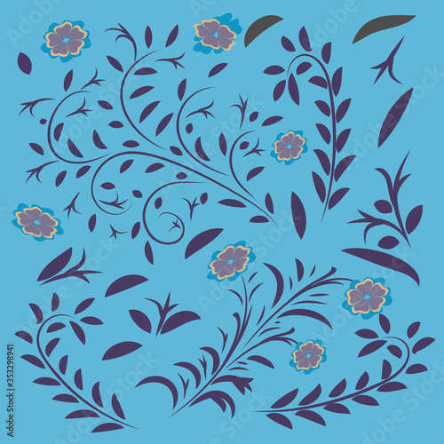seamless floral pattern backgrounds with leaves and flowers vector design