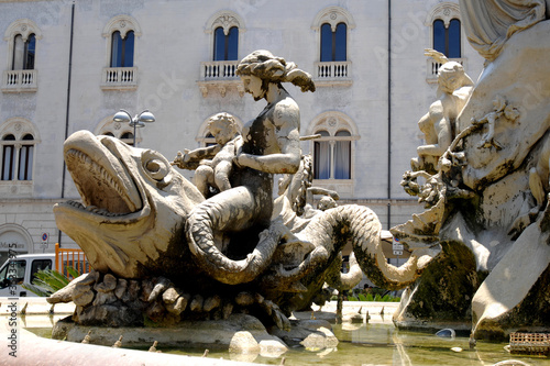 Italy Sicily Syracuse ,07/03/2007: Ortigia Island, the Diana fountain is a monumental fountain from 1907 by Giulio Moschetti 