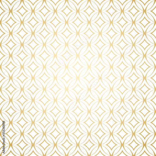 Simple seamless pattern with round shapes,linear gold art deco white and gold colors