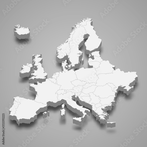 Europe 3d map of europe Template for your design