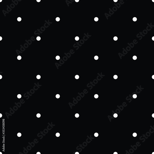 seamless pattern white polka dot on black background, vector, illustration