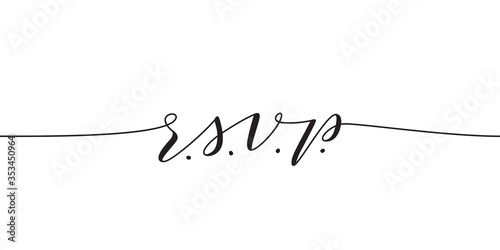 RSVP wedding vector card template. Isolated elegant modern calligraphy on white background. Great for wedding invitations, postcards.