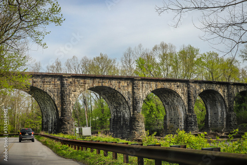 Thomas Viaduct, a historic arch bridge built between July 4, 1833, and July 4, 1835. 