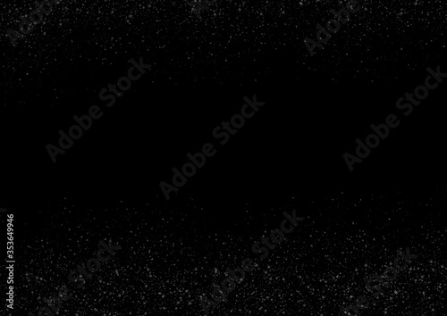 Digital black background with fade white dots at top and bottom. Texture grunge retro backdrop. Illustration dark wallpaper.