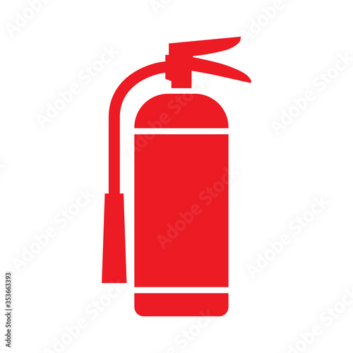 Flat vector illustration red fire extinguisher icon on white background. Fire safety.