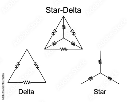 Diagram of Star Delta Motor Connection .vector