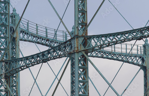 Rusty steel beams from an old and disused gasometer 