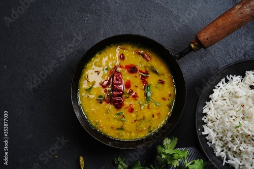 Dal Tadka /Daal fry-Indian lentil curry with Jeera rice