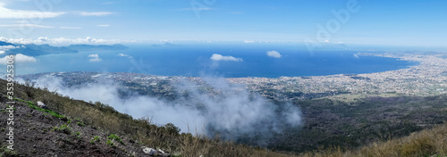 large aerial view of the Gulf of Naples from the Vesuvius volcano