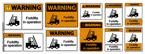 Warning forklifts in operation Symbol Sign Isolate on transparent Background,Vector Illustration