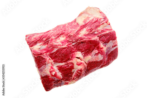 Raw fresh beef chuck center roast isolated on white background