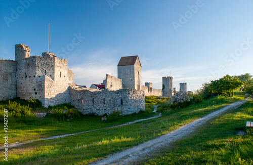 Spring sunrise over Visby city wall, Sweden